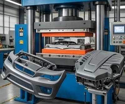 Compression moulding press producing SMC/BMC composite parts