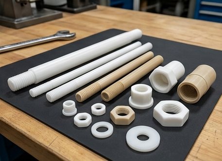 Plastic threaded rods, nuts and insulating connectors